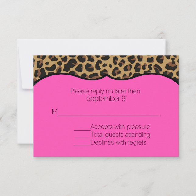Carte RSVP tout usage rose et Poster de animal (Devant)