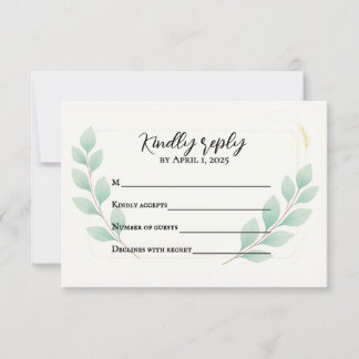 Carte RSVP traditionnelle Eucalyptus Embrasser