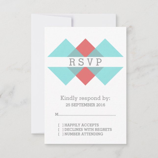 Carte RSVP trieuse rouge turquoise (Devant)