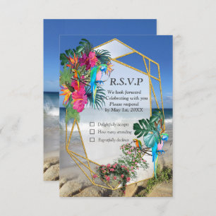 Carte RSVP Tropical Flora Paradise Beach Scenery