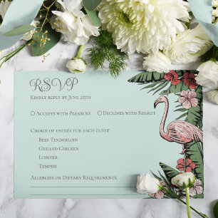 Carte RSVP Tropical Mariage Turquoise