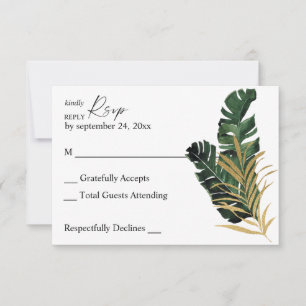 Carte RSVP Tropical Palm Leaf Gold no Meal