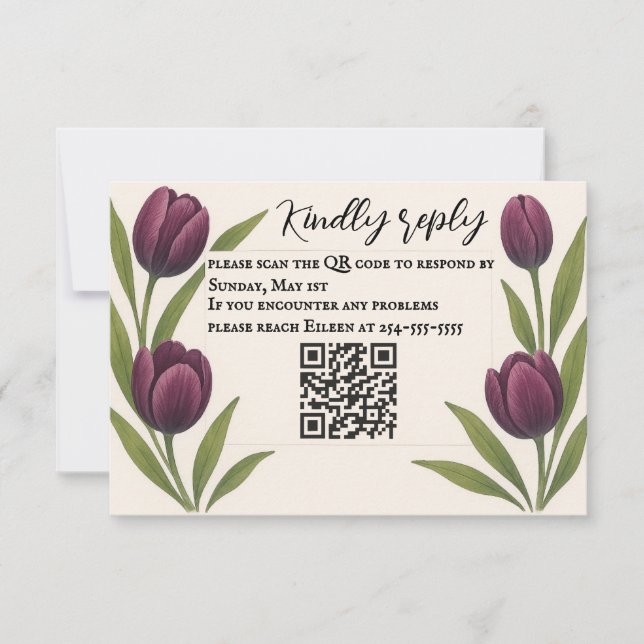 Carte RSVP Tulip Heirloom QR Code (Devant)