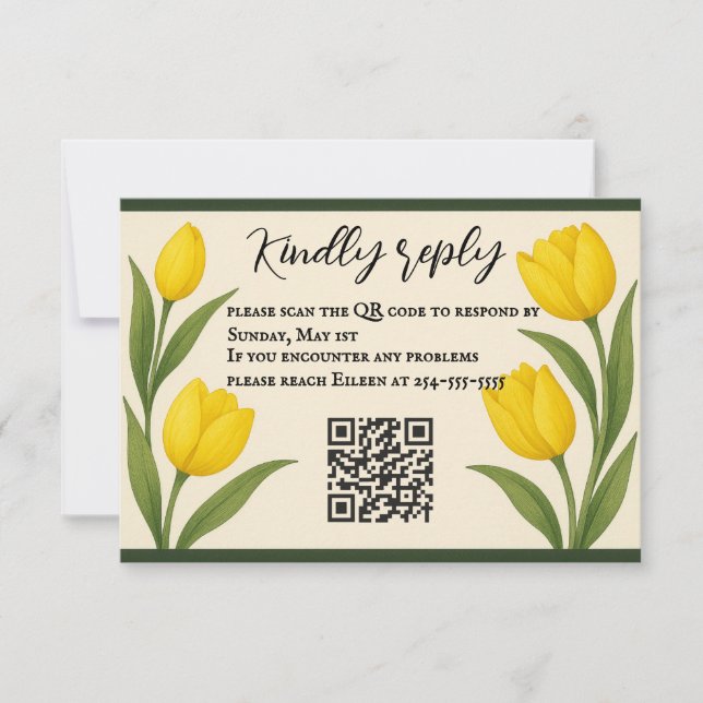 Carte RSVP Tulip Reverie QR Code (Devant)