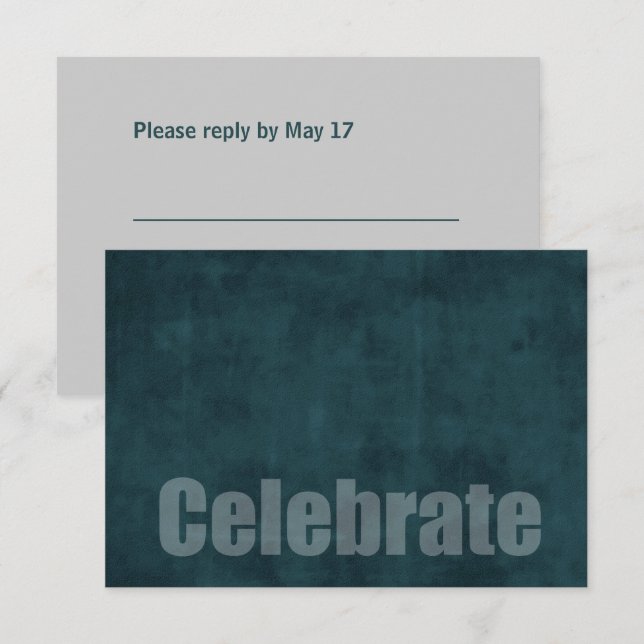 Carte RSVP Turquoise Bar Mitzvah Grunge (Devant / Derrière)