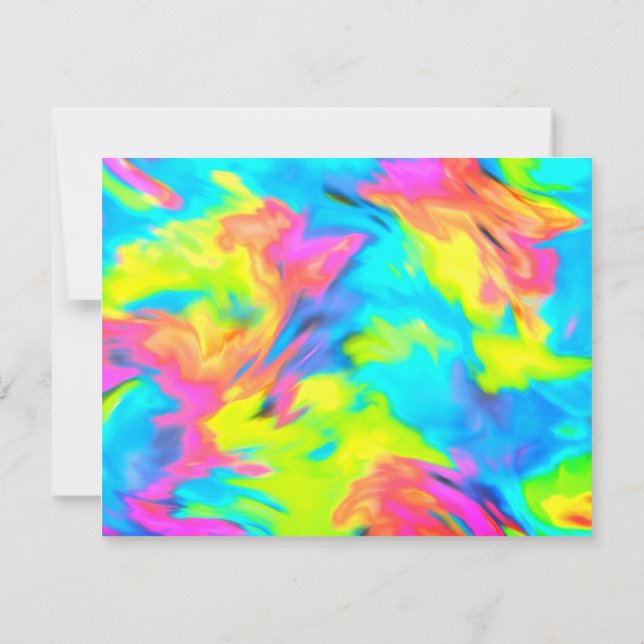 Carte RSVP Turquoise Blue Lime Pink Tie Dye (Dos)