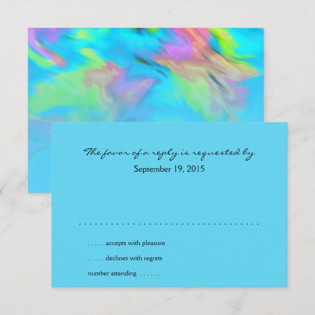 Carte RSVP Turquoise Blue Lime Pink Tie Dye (Devant / Derrière)