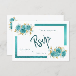 Carte RSVP turquoise et Turquoise Rose élégant