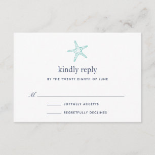 Carte RSVP Turquoise & Navy Starfish