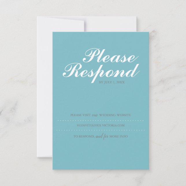 Carte RSVP Turquoise, Site Web de Mariage (Devant)