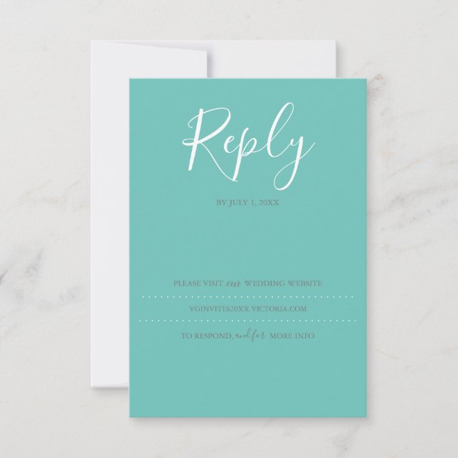 Carte RSVP Turquoise, Site Web de Mariage (Devant)