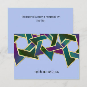 Carte RSVP Turquoise violet étoile verte de David