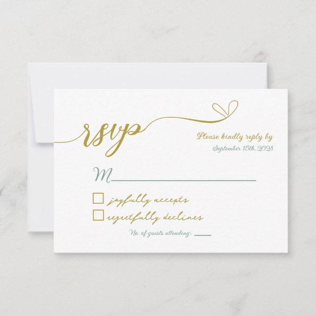 Carte RSVP Verdure Et Mariage Or (Devant)