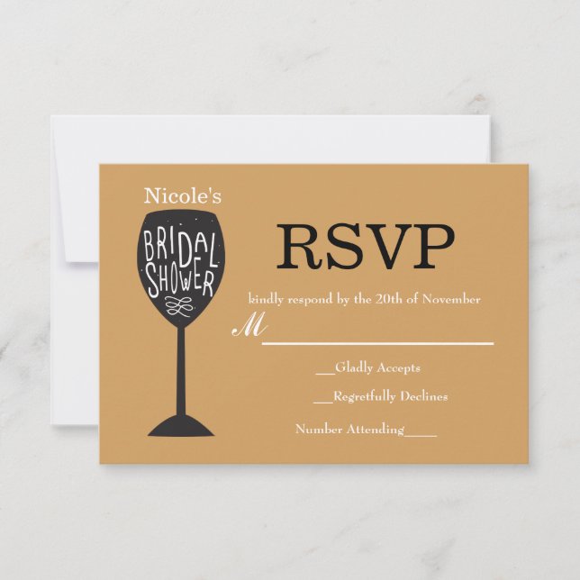 Carte RSVP Verre à Vin RÉCEPTION DE MARIÉE TOUTE C (Devant)