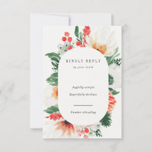 Carte RSVP verticale fleur sauvage d'aquarelle d'é