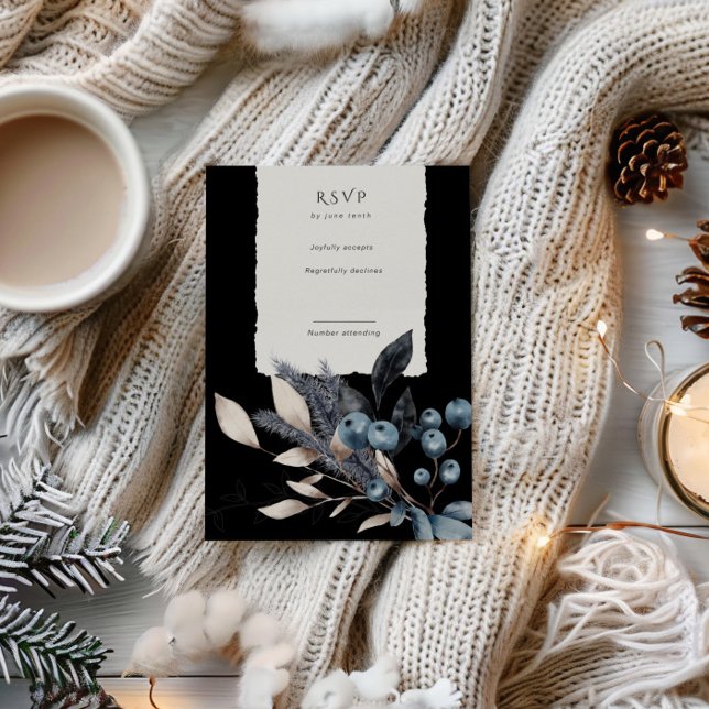 Carte RSVP verticale Florale hiver gelée (Créateur téléchargé)