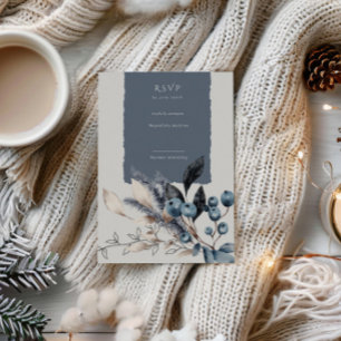 Carte RSVP verticale Florale hiver gelée