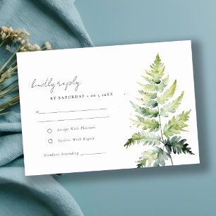 CARTE RSVP VIBRANT GREEN WATERCOLOR FERN FOLIAGE