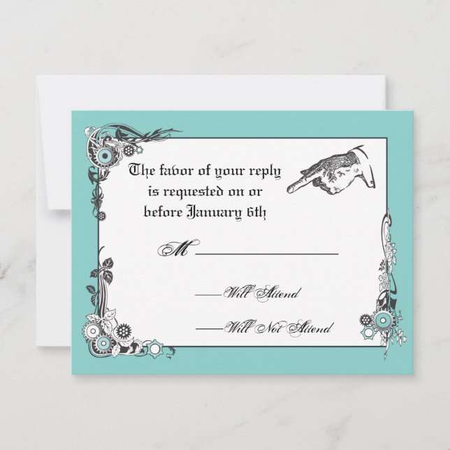 Carte RSVP Victorian Steampunk Wedding (Devant)