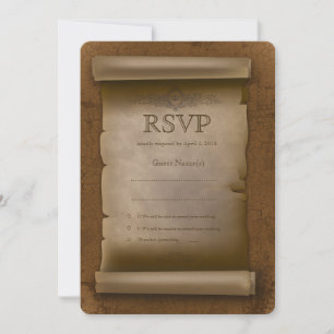 Carte RSVP Vintage Ancien Papier Rectangle