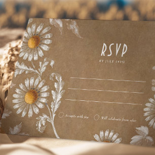 Carte RSVP vintage avec moteur Filigree Daisy