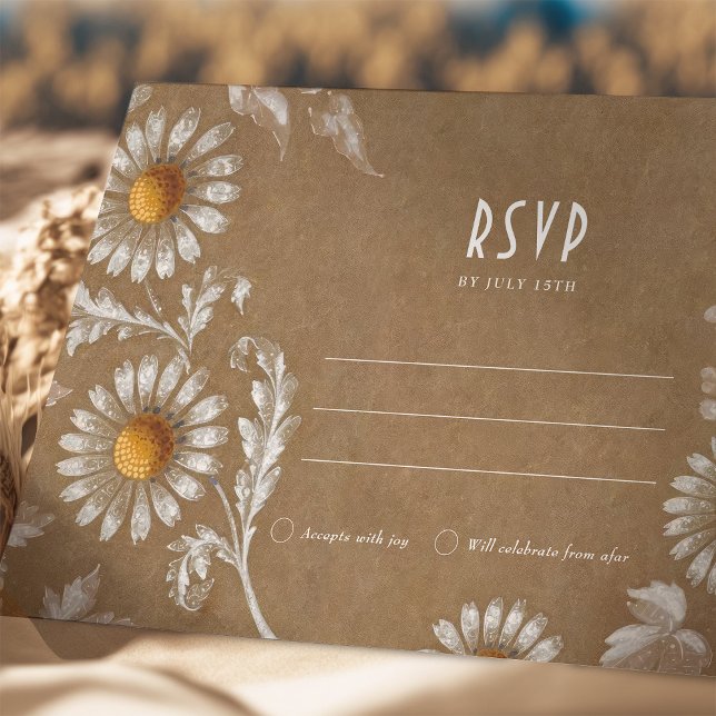 Carte RSVP vintage avec moteur Filigree Daisy (Créateur téléchargé)