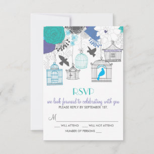 Carte RSVP vintage Birdcages Spring Florale