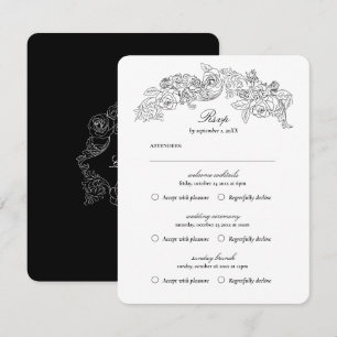 Carte RSVP Vintage Black Romantique multi événemen