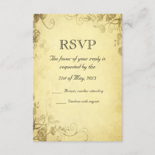 Carte RSVP vintage de mariage d'antiquités