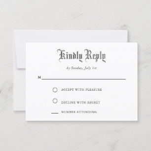 Carte RSVP Vintage de script noir simple