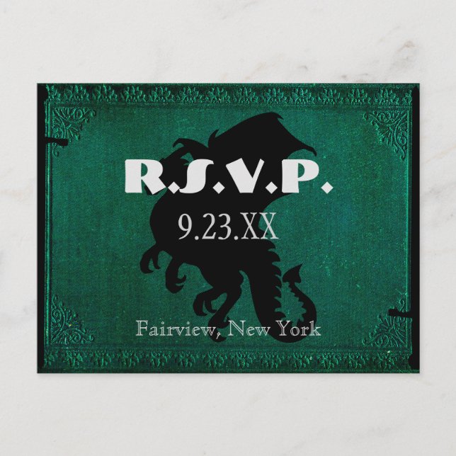 Carte RSVP Vintage d'épée Dragon Médiévale (Devant)