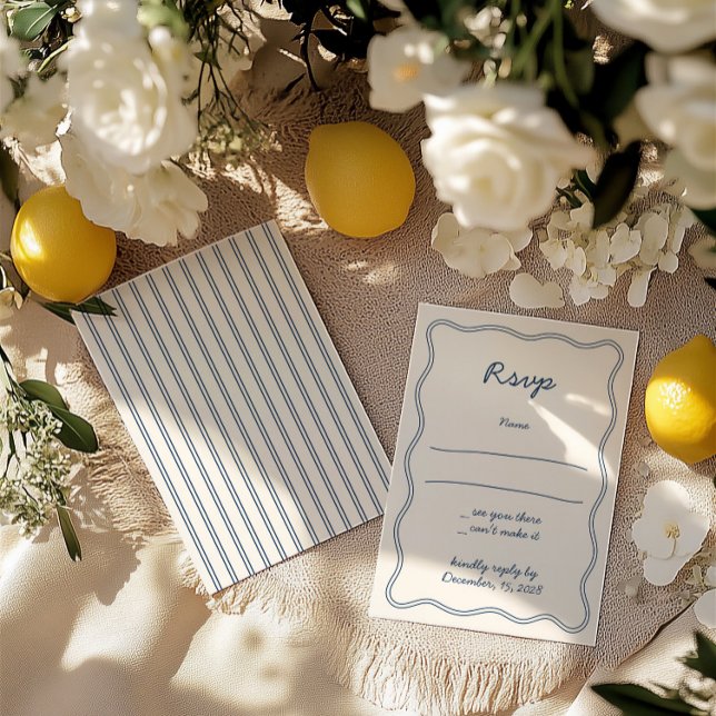 Carte RSVP Vintage écriture manuscrite bleue (Hand Draw Vintage Blue Handwritting RSVP Card)