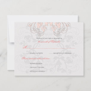 Carte RSVP vintage Floral Flourish Baby Pink (R)