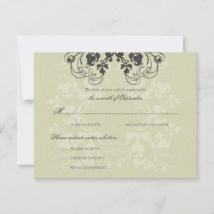 Carte RSVP vintage Floral Flourish Charcoal (R)