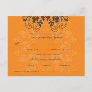 Carte RSVP vintage Floral Fruit Charbon Orange