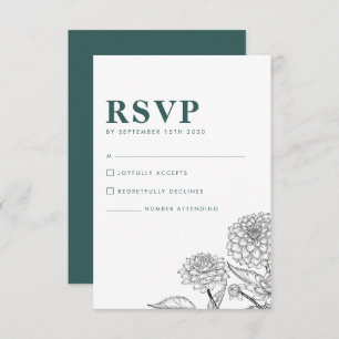 Carte RSVP vintage Floral Green Wedding