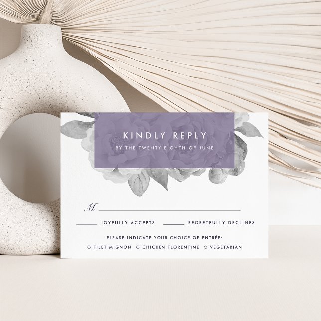 Carte RSVP vintage Floral Meice Choice | Violet (Créateur téléchargé)