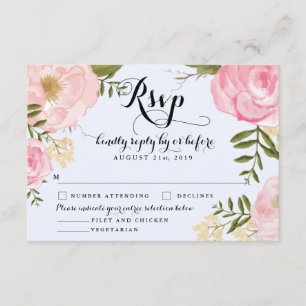 Carte RSVP Vintage moderne mariage rose floral