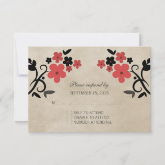 Carte RSVP Vintage rouge sucré
