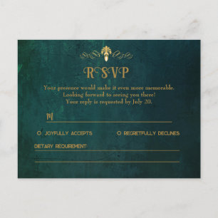 Carte RSVP vintage Vert foncé