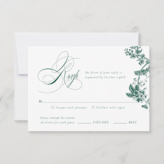 Carte RSVP Vintage Vert Suite Mariage Floral