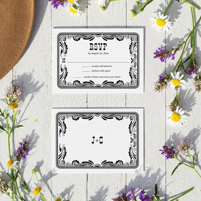 Carte RSVP vintage Western Cowboy Mariage campagna (Créateur téléchargé)