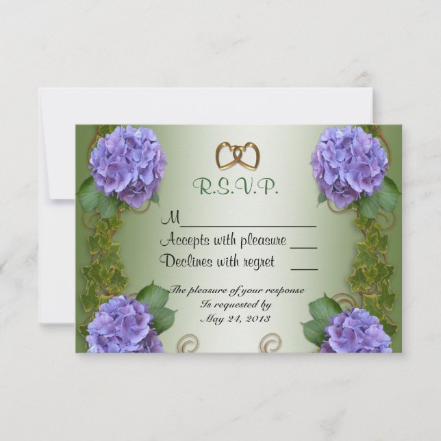 Carte RSVP violet Hydrangea (Devant)