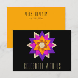 Carte RSVP violet rose orange noir