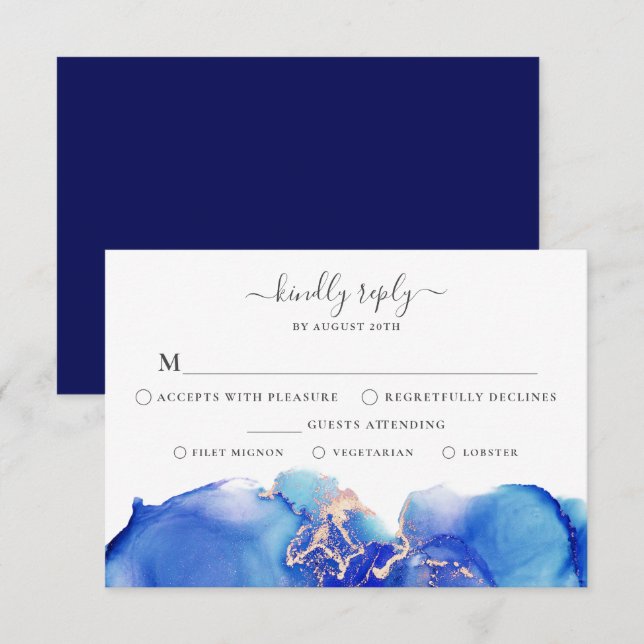 Carte RSVP Watercolor avec option de menu (Devant / Derrière)