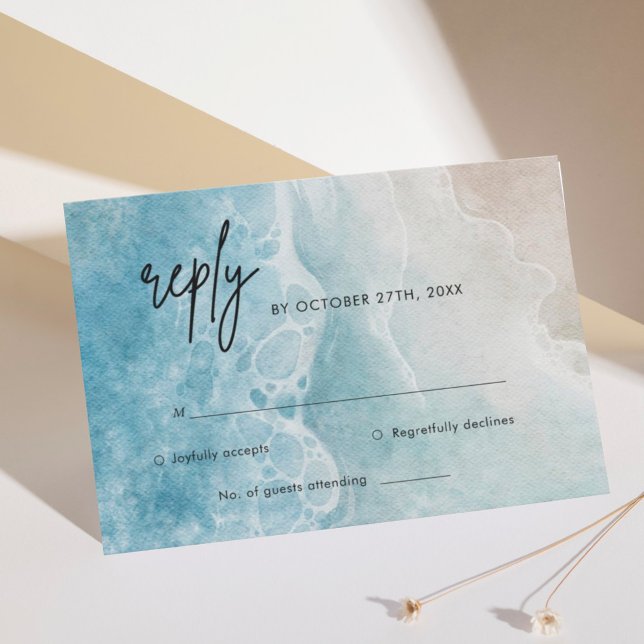 Carte RSVP Watercolor Beach Ocean Wedding (Créateur téléchargé)