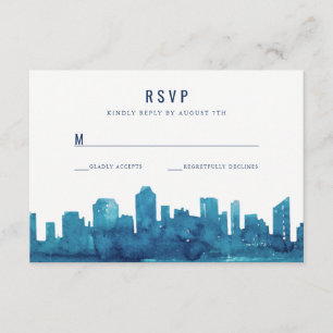 Carte RSVP Watercolor City Skyline