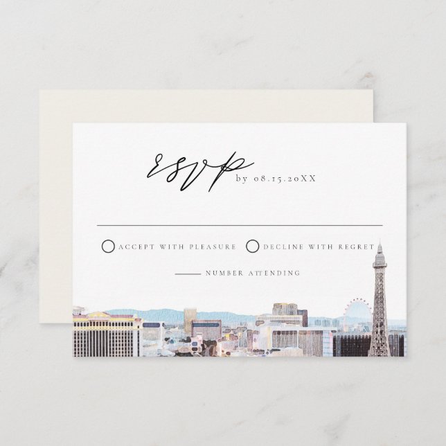 Carte RSVP Watercolor Las Vegas Strip (Devant / Derrière)