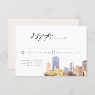 Carte RSVP Watercolor Pittsburgh Skyline