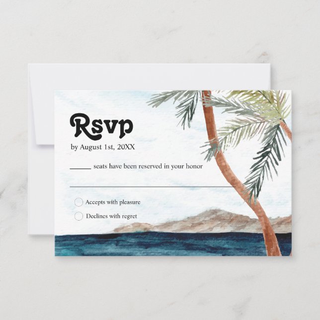 Carte RSVP Watercolor Punta Cana Tropical Beach (Devant)